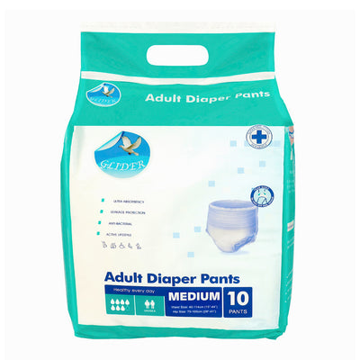 Glider Adult Diaper Pull Ups MEDIUM - Pant Style (Count10) (29-41 inch, 75-105 cm)