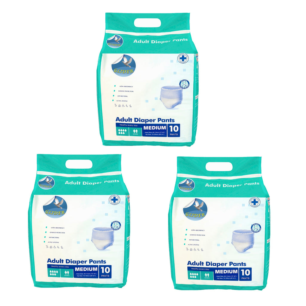Glider Adult Diaper Pull Ups MEDIUM - Pant Style (Count10) (29-41 inch, 75-105 cm)