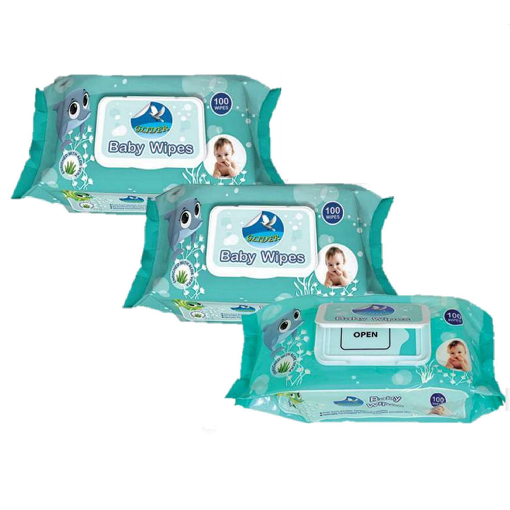 GLIDER Baby Wet Wipes with Lid/Flip-top(100 Wipes)