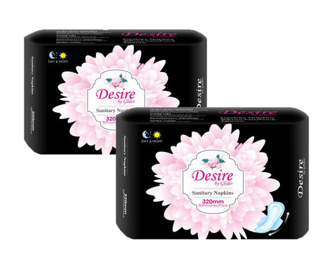 Desire by Glider Extra Long Overnight Protection with Wings Sanitary Pads for Women, XL+ 30 Napkins