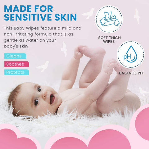 Glider Baby Water Wipes with Aloe-Vera , Vitamin E & Mild Fragrance - 98% Water